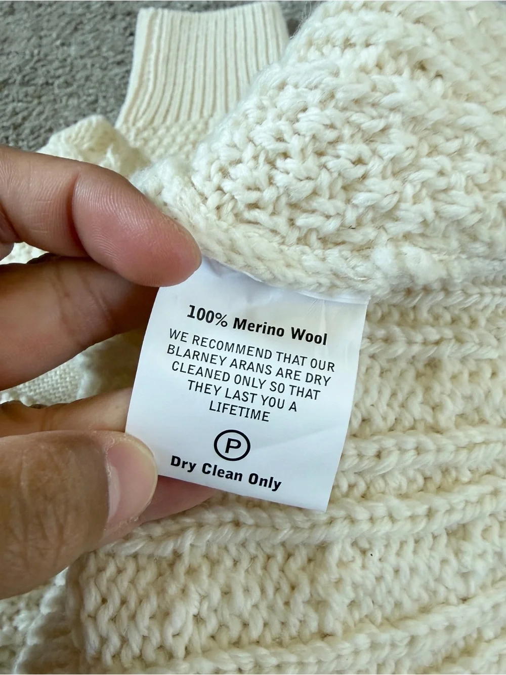 NWT Blarney Woollen Mills Merino Wool Cian Full Zip Cardigan Sweater Natural S
